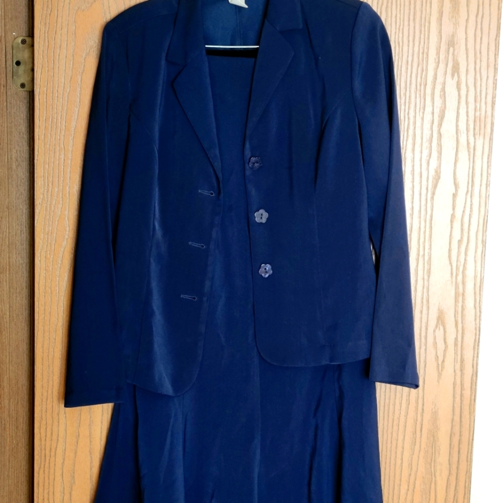Two-piece navy blue dress suit